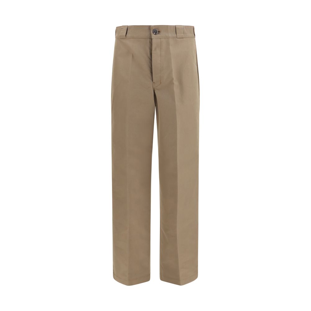 Prada Wide-Leg Technical Canvas Trousers — Brown