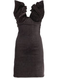 Y/Project Ruffle-Trim Denim Dress — Charcoal