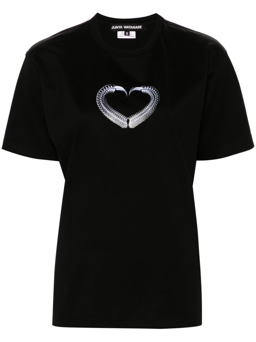 Junya Watanabe Graphic Heart Print T-Shirt — Black