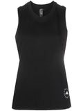Adidas By Stella McCartney Logo-Print Organic Cotton Tank Top — Black