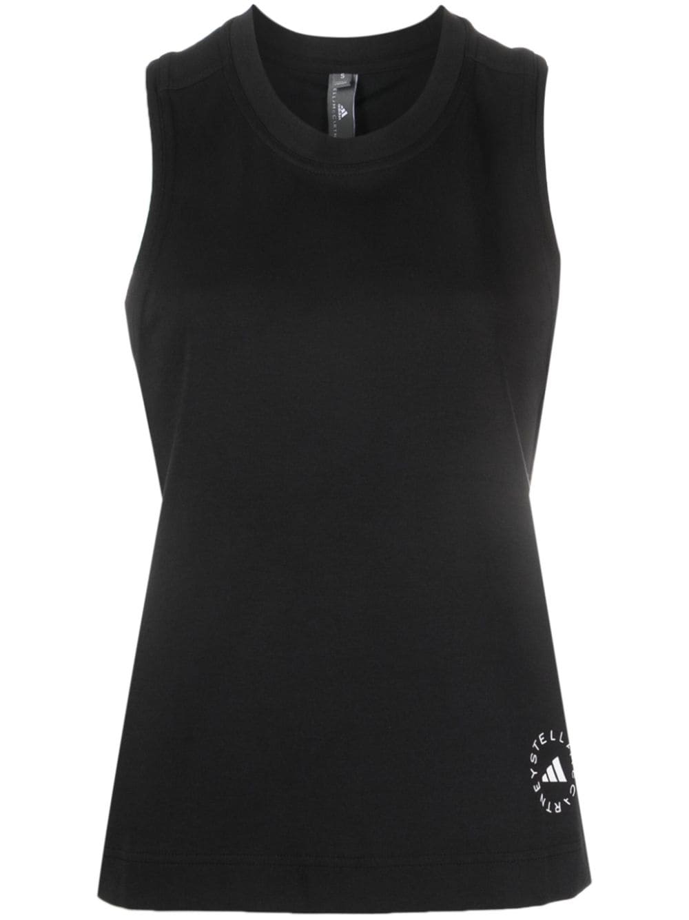Adidas By Stella McCartney Logo-Print Organic Cotton Tank Top — Black