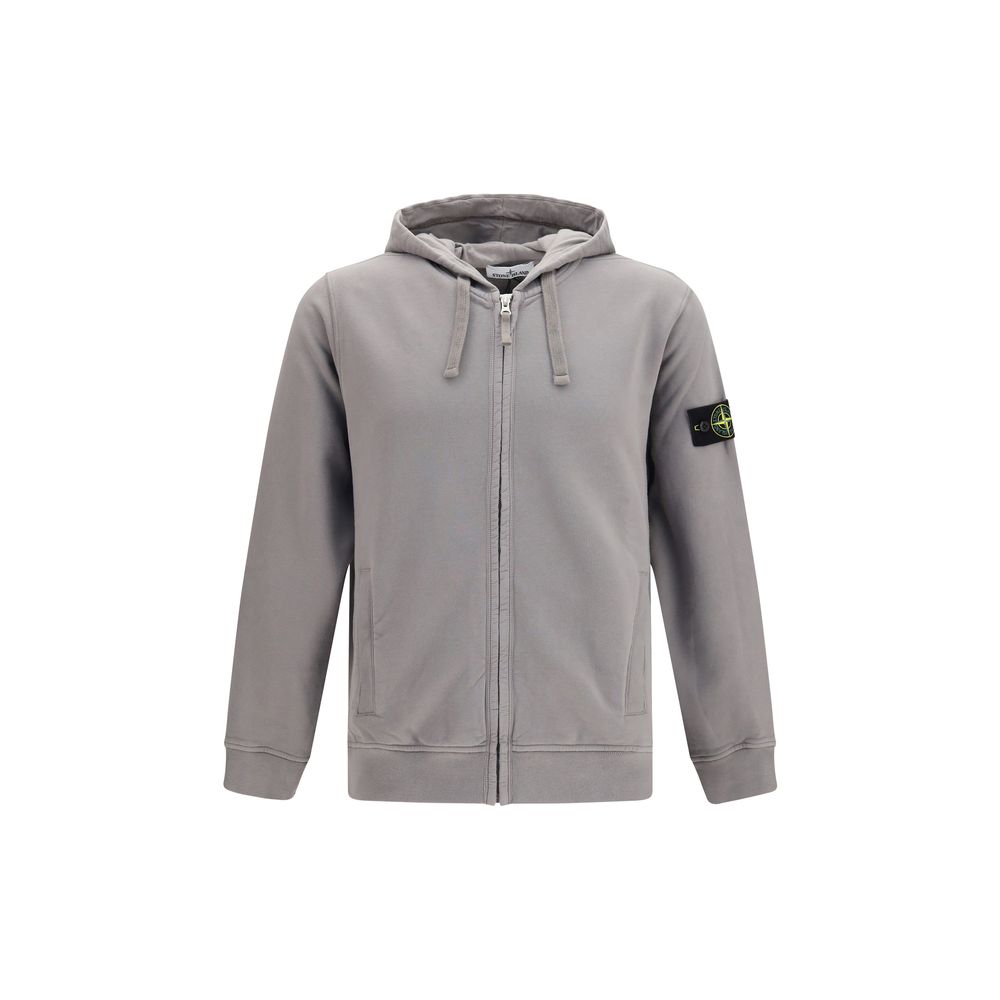 Stone Island Compass Logo Cotton Hoodie — Gray