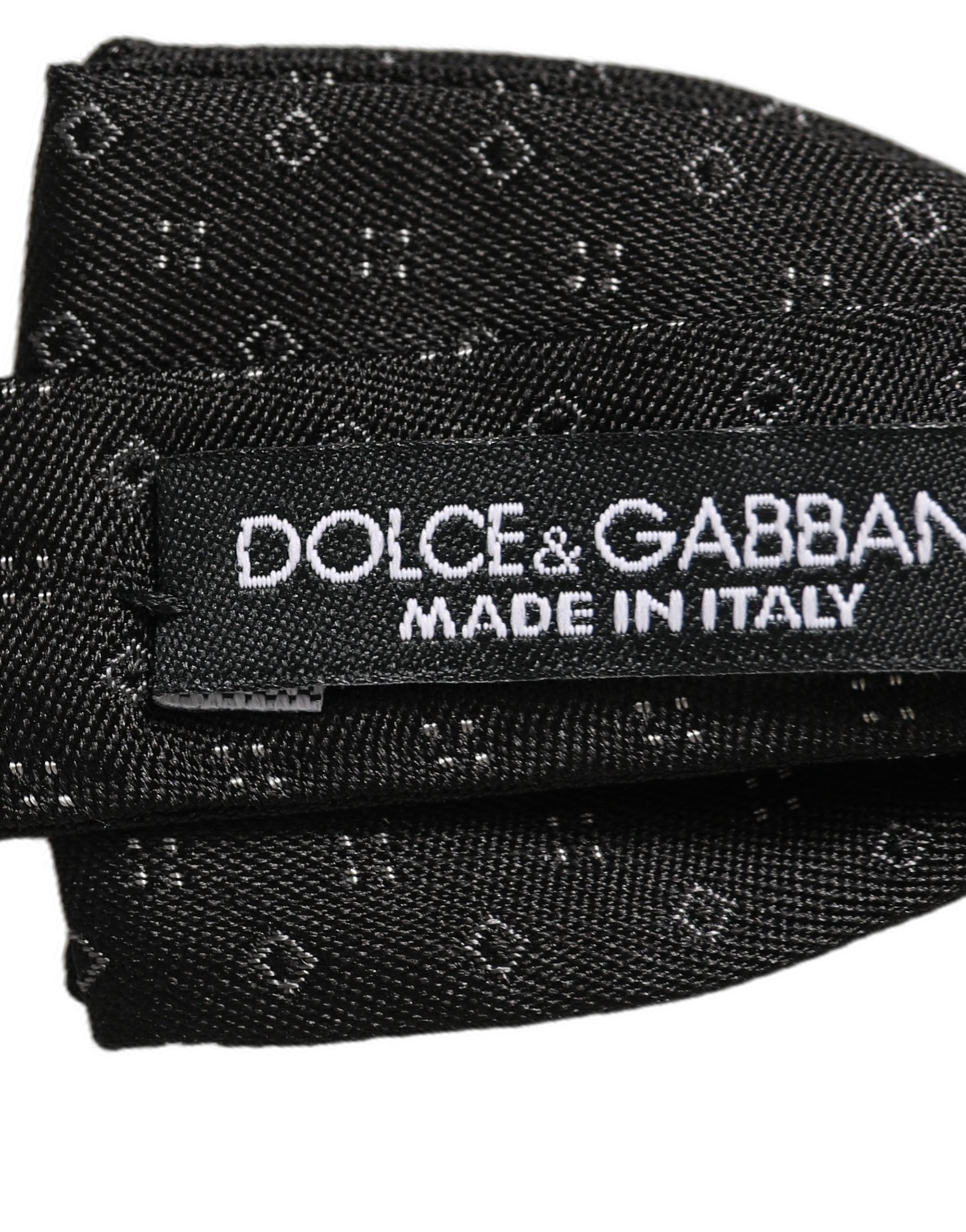 Dolce & Gabbana Diamond Pattern Silk Bow Tie — Black