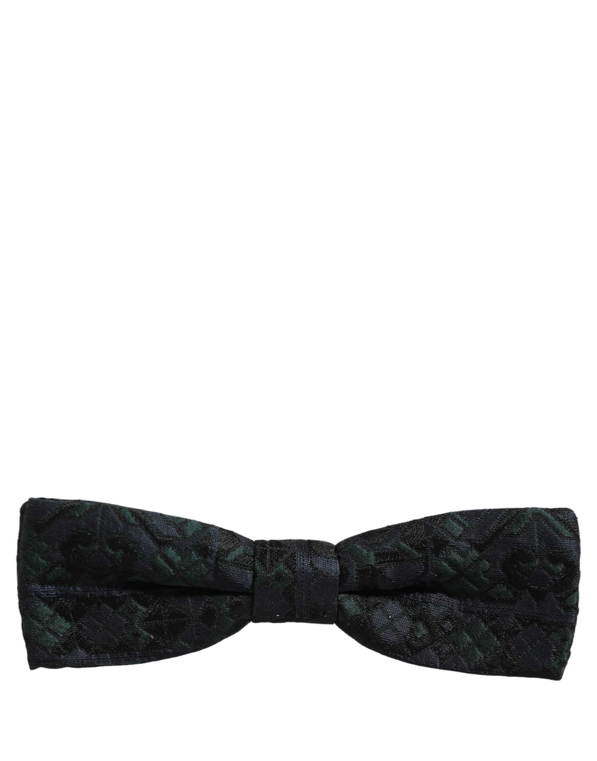 Dolce & Gabbana Paisley Jacquard Silk Bow Tie — Black