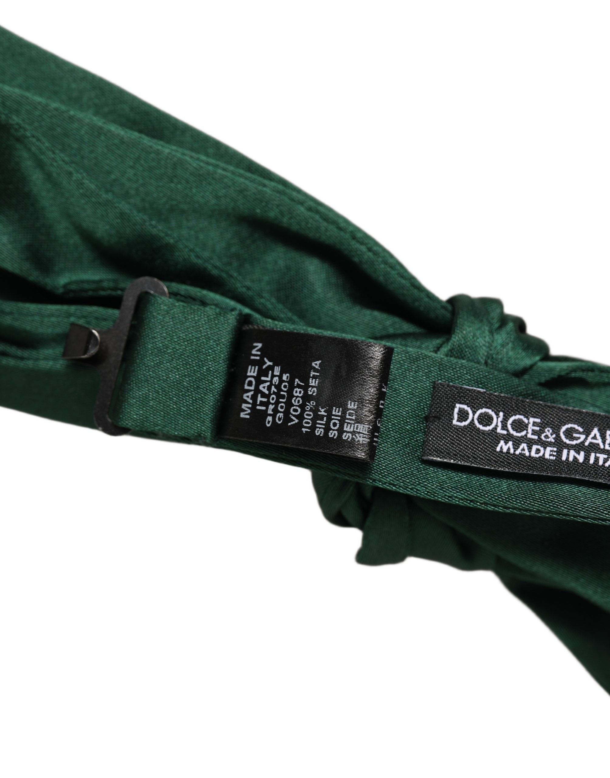 Dolce & Gabbana Silk Pre-Tied Bow Tie — Green