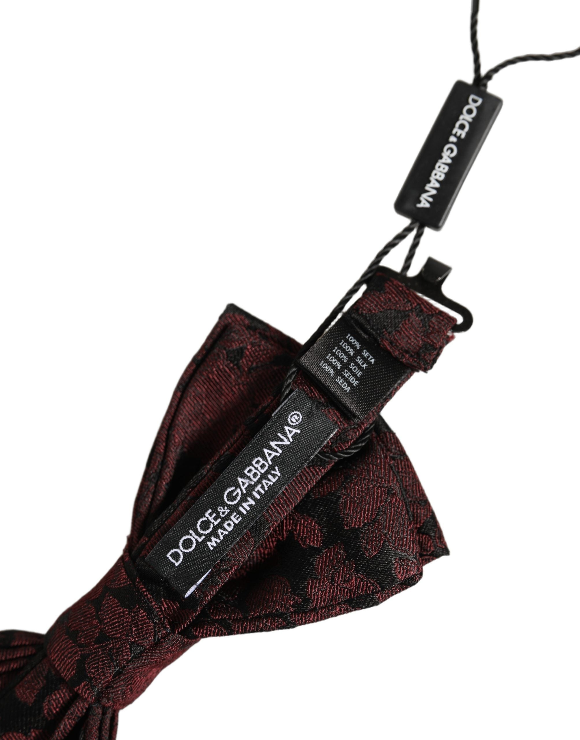 Dolce & Gabbana Silk Floral Bow Tie — Maroon