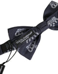 Dolce & Gabbana Silk Crown-Embroidered Bow Tie — Black