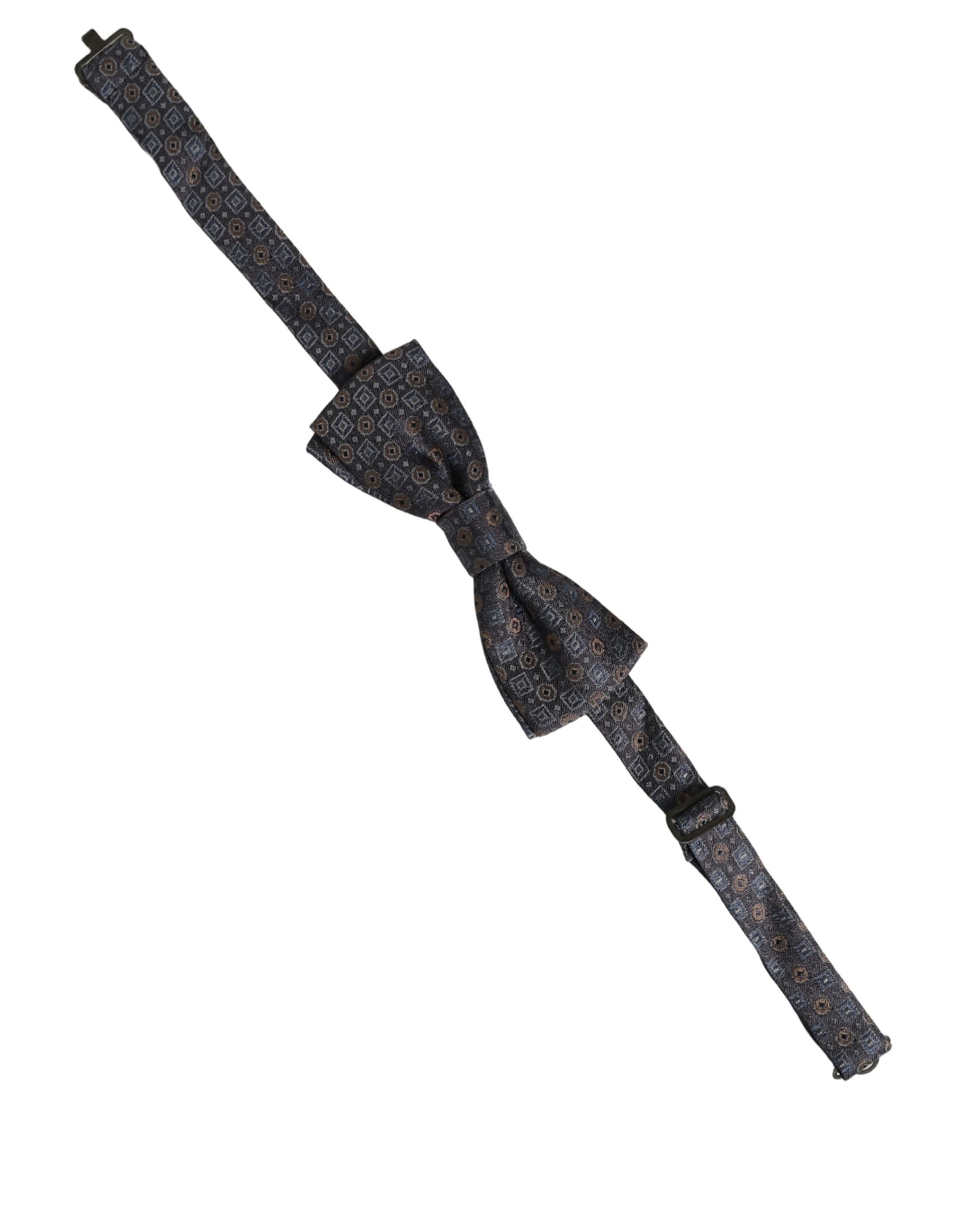 Dolce & Gabbana Silk Geometric Bow Tie — Gray