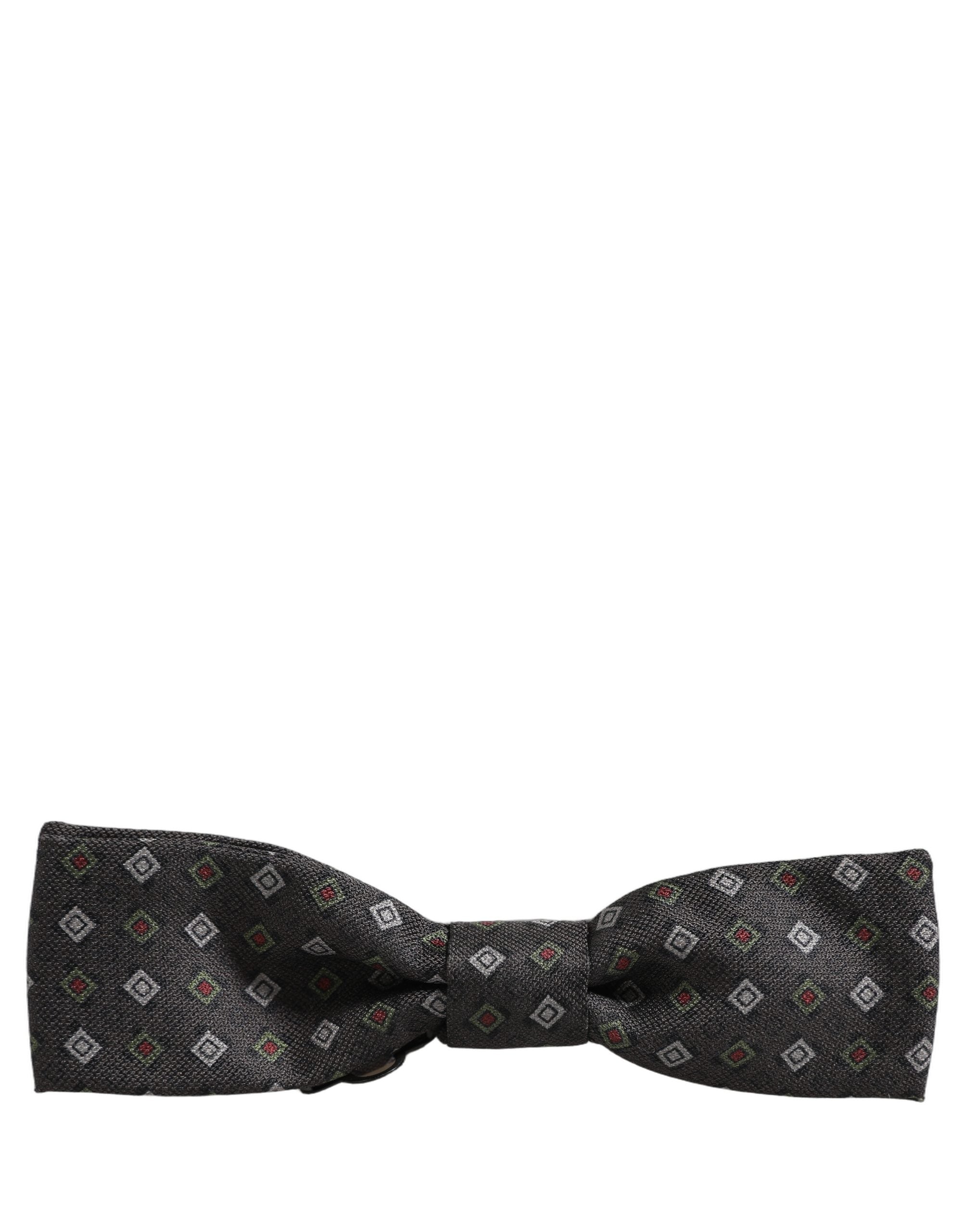 Dolce & Gabbana Geometric Silk Bow Tie — Gray