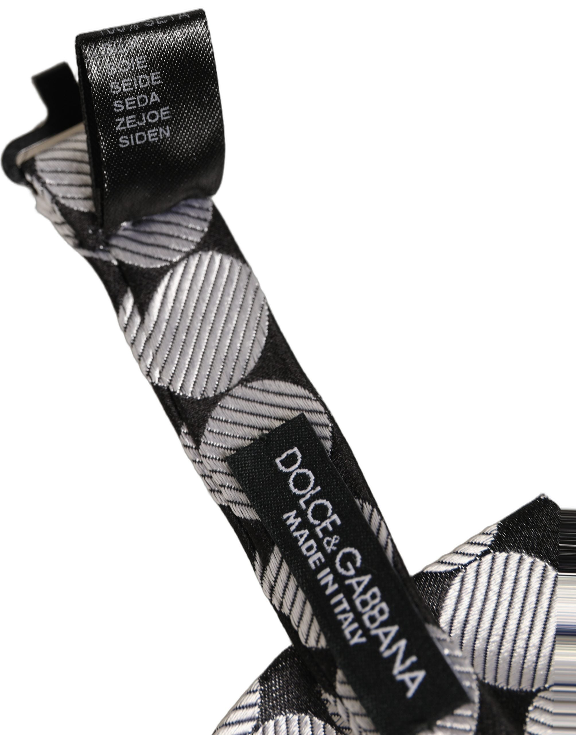 Dolce & Gabbana Silk Circle-Pattern Bow Tie — Black