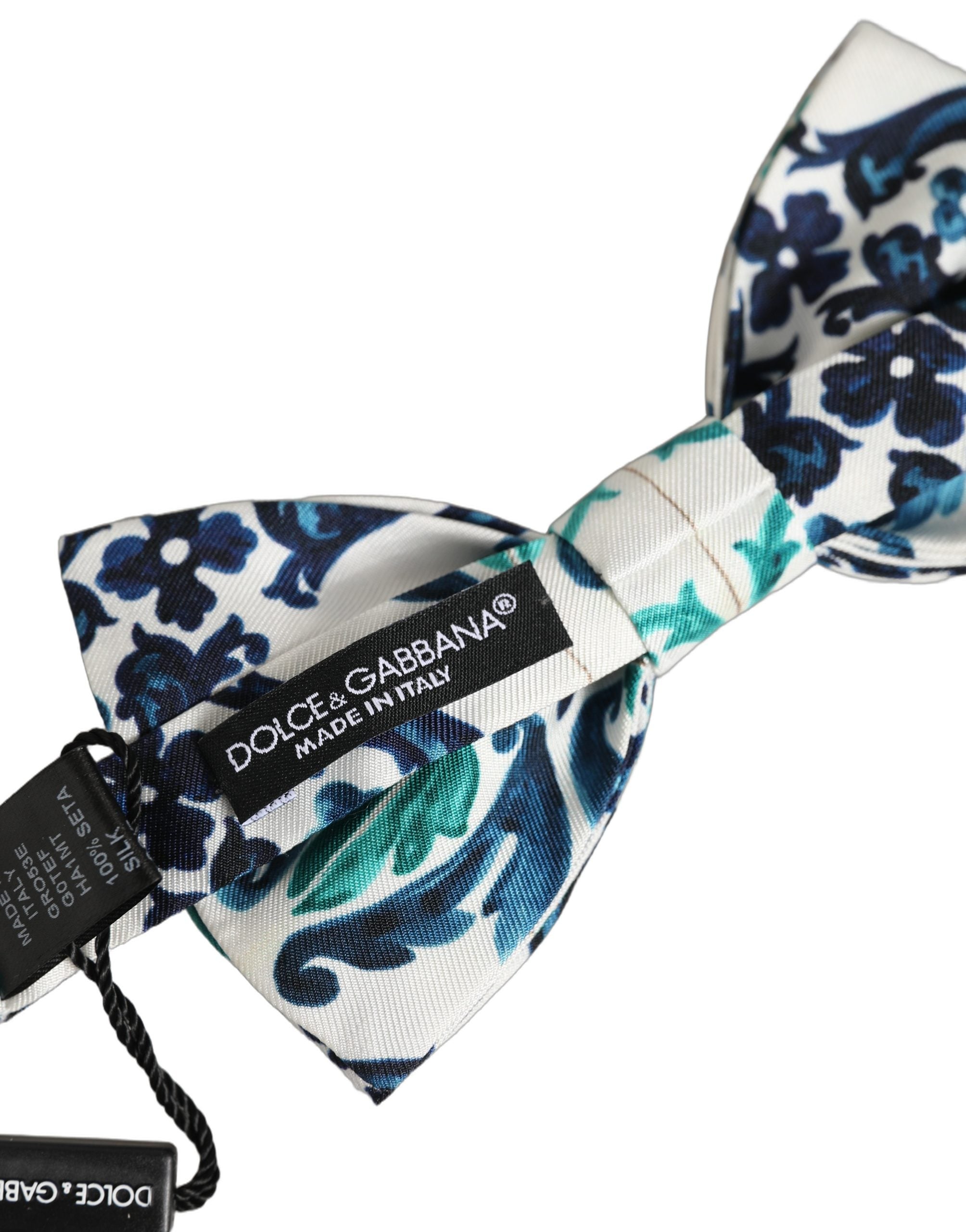 Dolce & Gabbana Sicilian Silk Floral Print Bow Tie — White