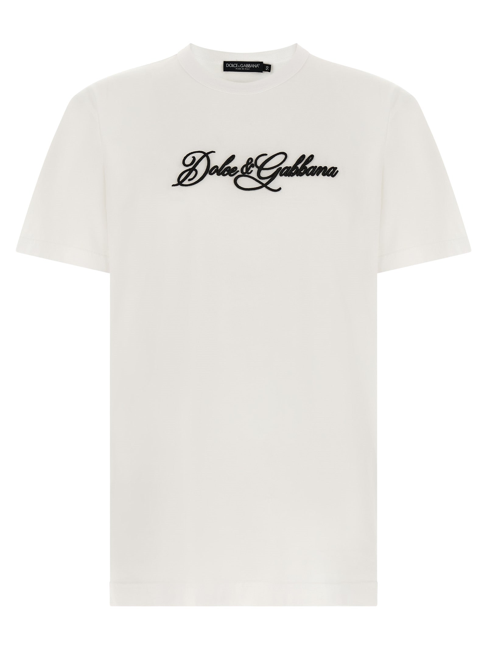 Dolce & Gabbana Logo-Embroidered Cotton T-Shirt — White