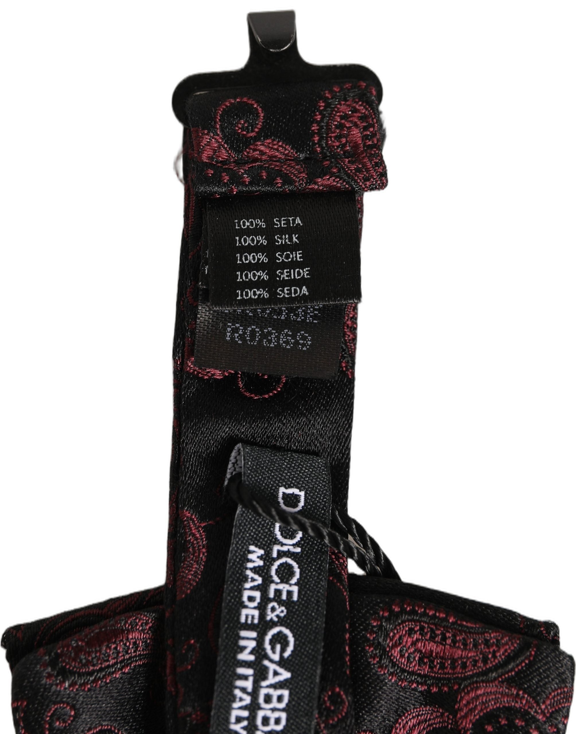 Dolce & Gabbana Burgundy Paisley Silk Bow Tie — Burgundy