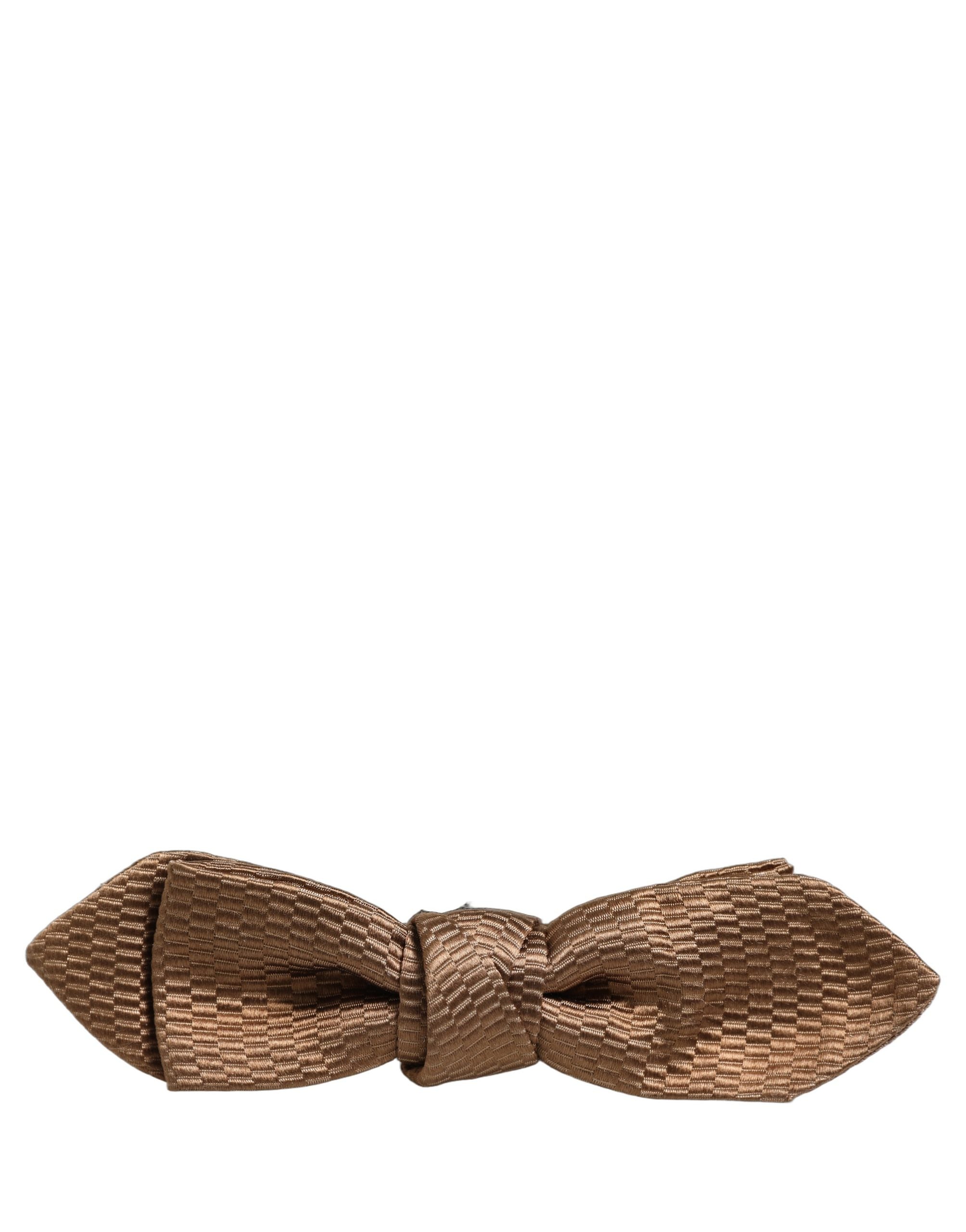 Dolce & Gabbana Silk Basketweave Bow Tie — Brown