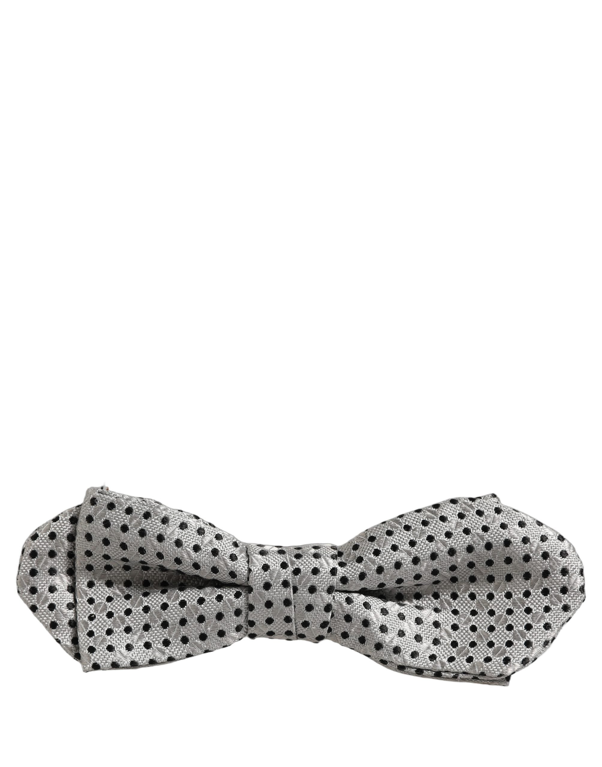 Dolce & Gabbana Polka Dot Silk Bow Tie — Silver