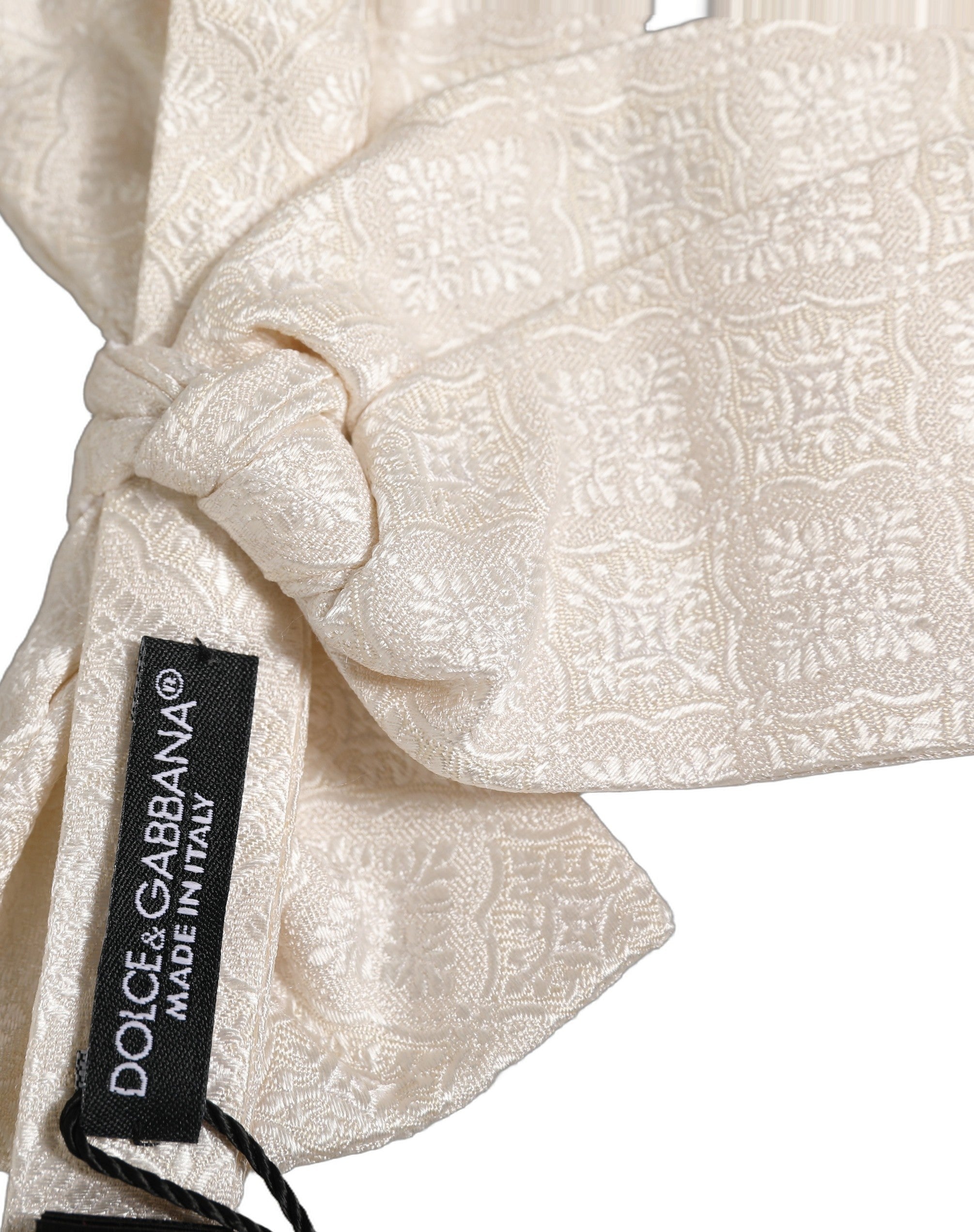 Dolce & Gabbana Jacquard Silk Bow Tie — White