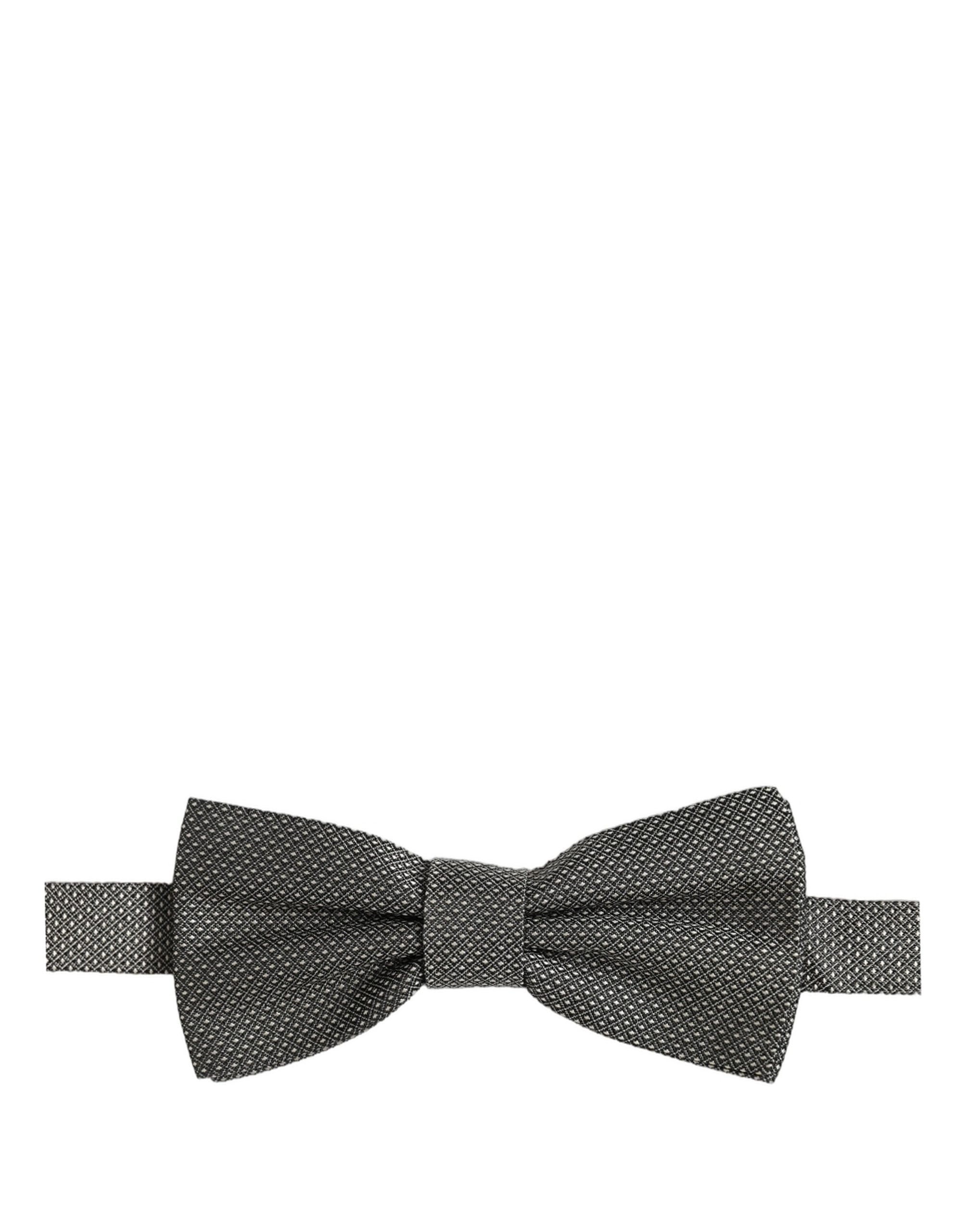 Dolce & Gabbana Silk Patterned Bow Tie — Gray