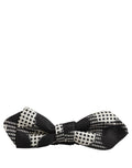 Dolce & Gabbana Black and White Checkered Silk Bow Tie — Black