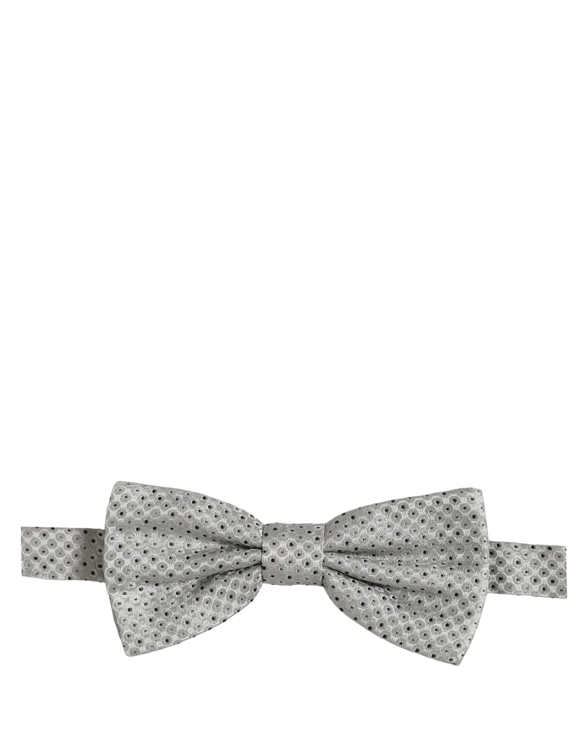 Dolce & Gabbana Polka Dot Silk Bow Tie — Gray