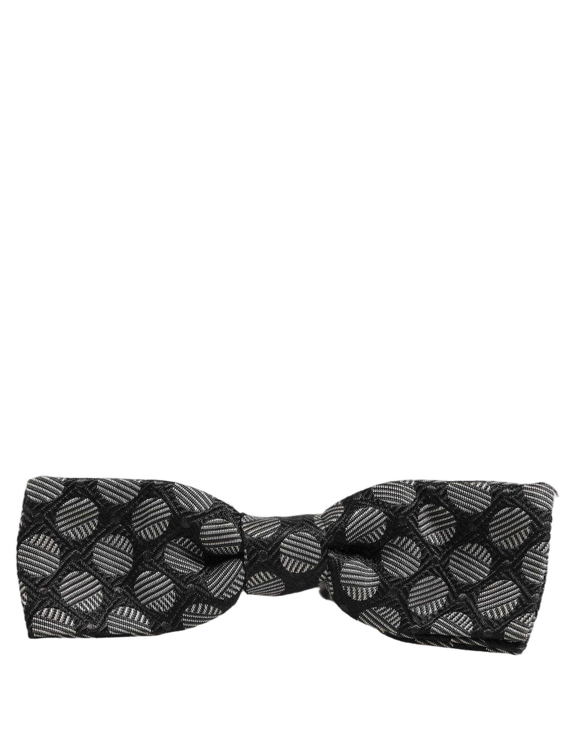 Dolce & Gabbana Geometric Silk Bow Tie — Black