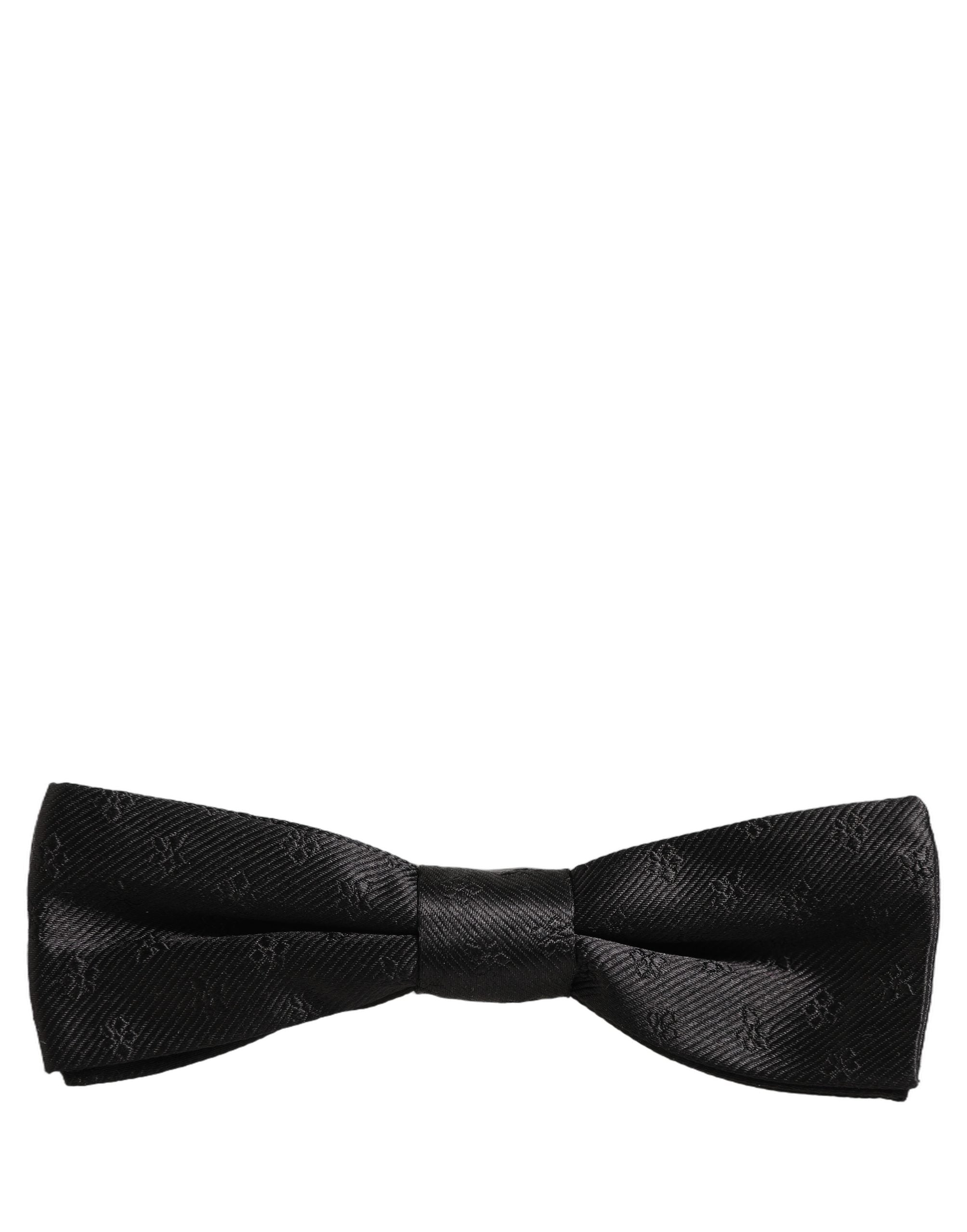 Dolce & Gabbana Silk Floral Bow Tie — Black