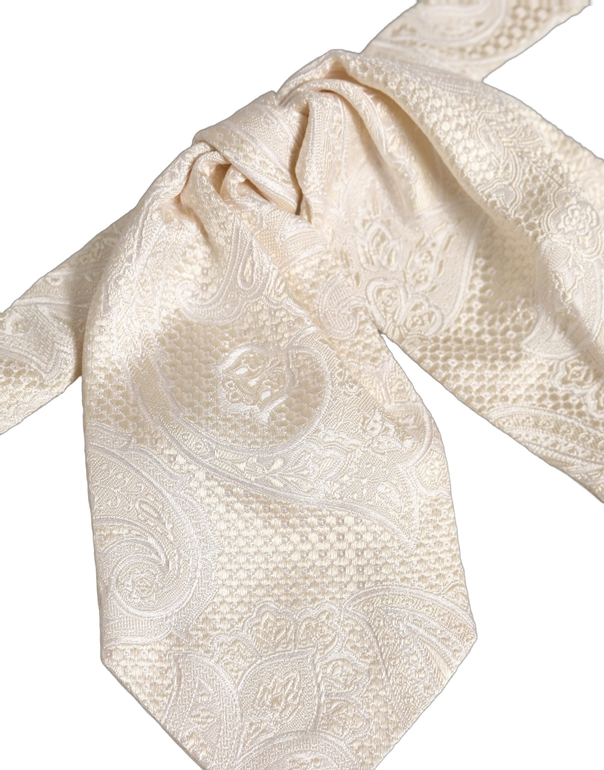 Dolce & Gabbana Paisley Silk Bow Tie — White