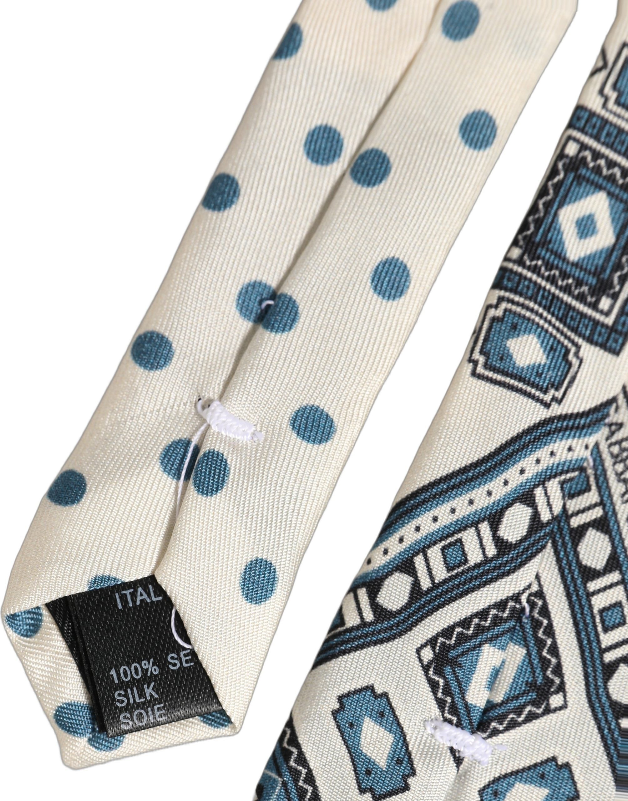 Dolce & Gabbana Silk Geometric Jacquard Necktie — Beige