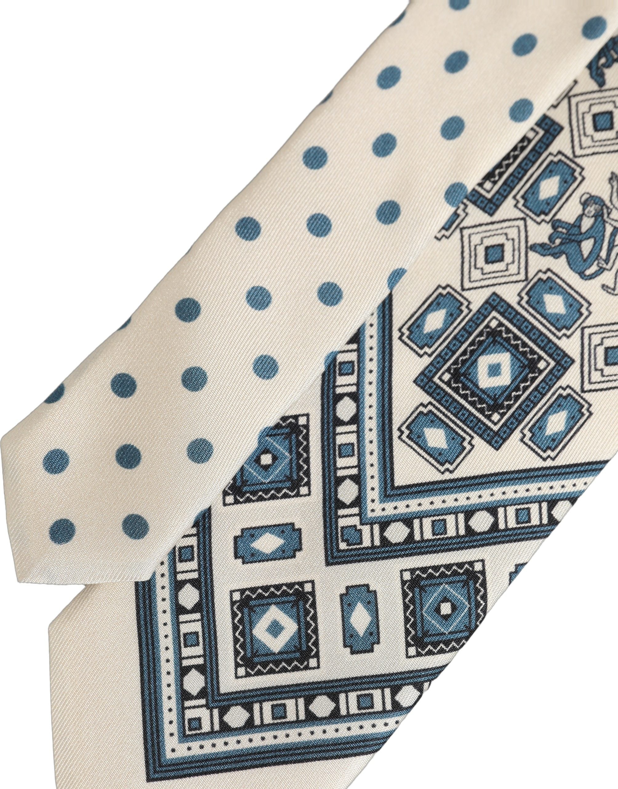 Dolce & Gabbana Geometric Silk Necktie — Off White