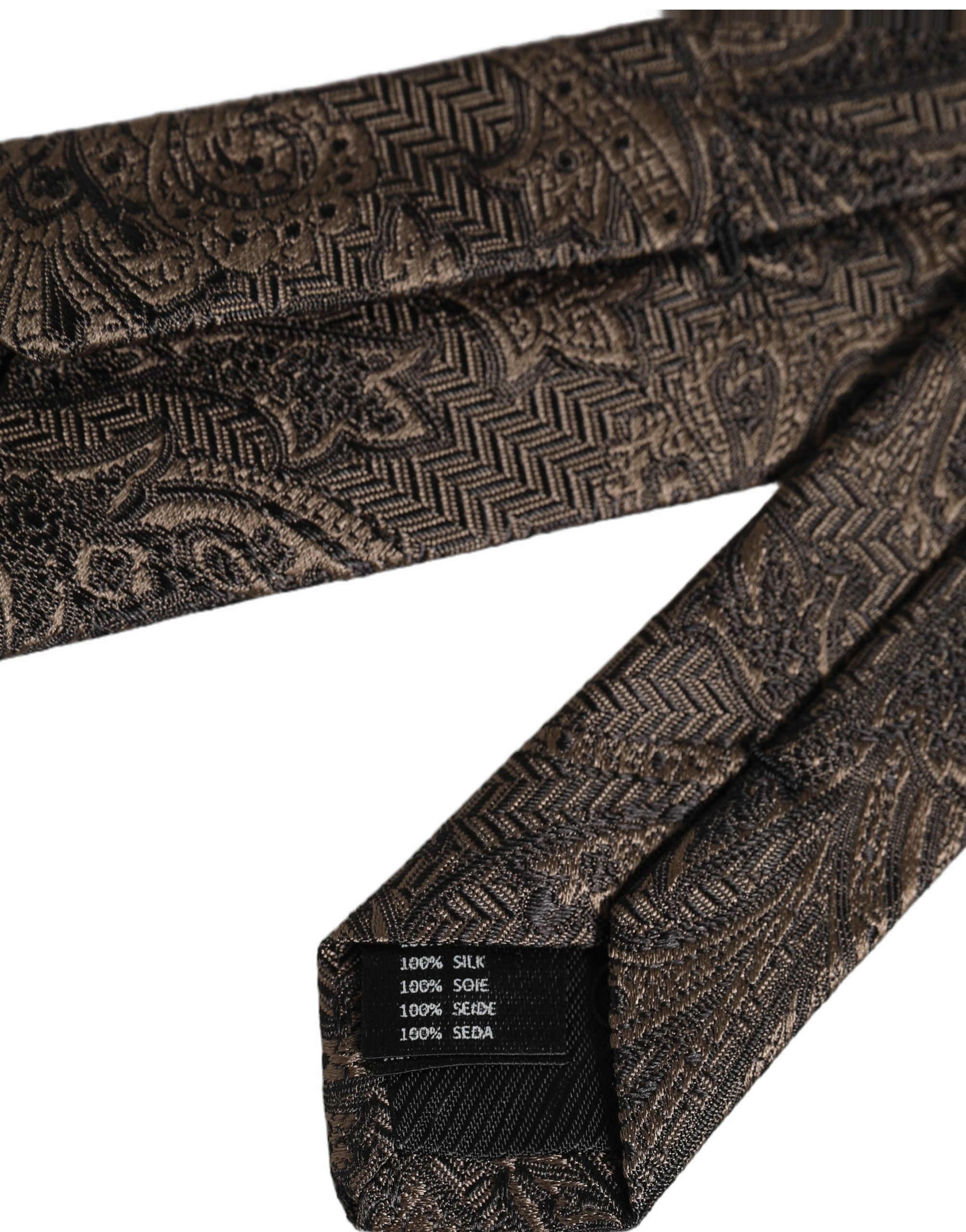 Dolce & Gabbana Paisley Silk Necktie — Brown