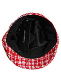 Dolce & Gabbana HAT10002 Red and White Tweed Baker Boy Hat — Red