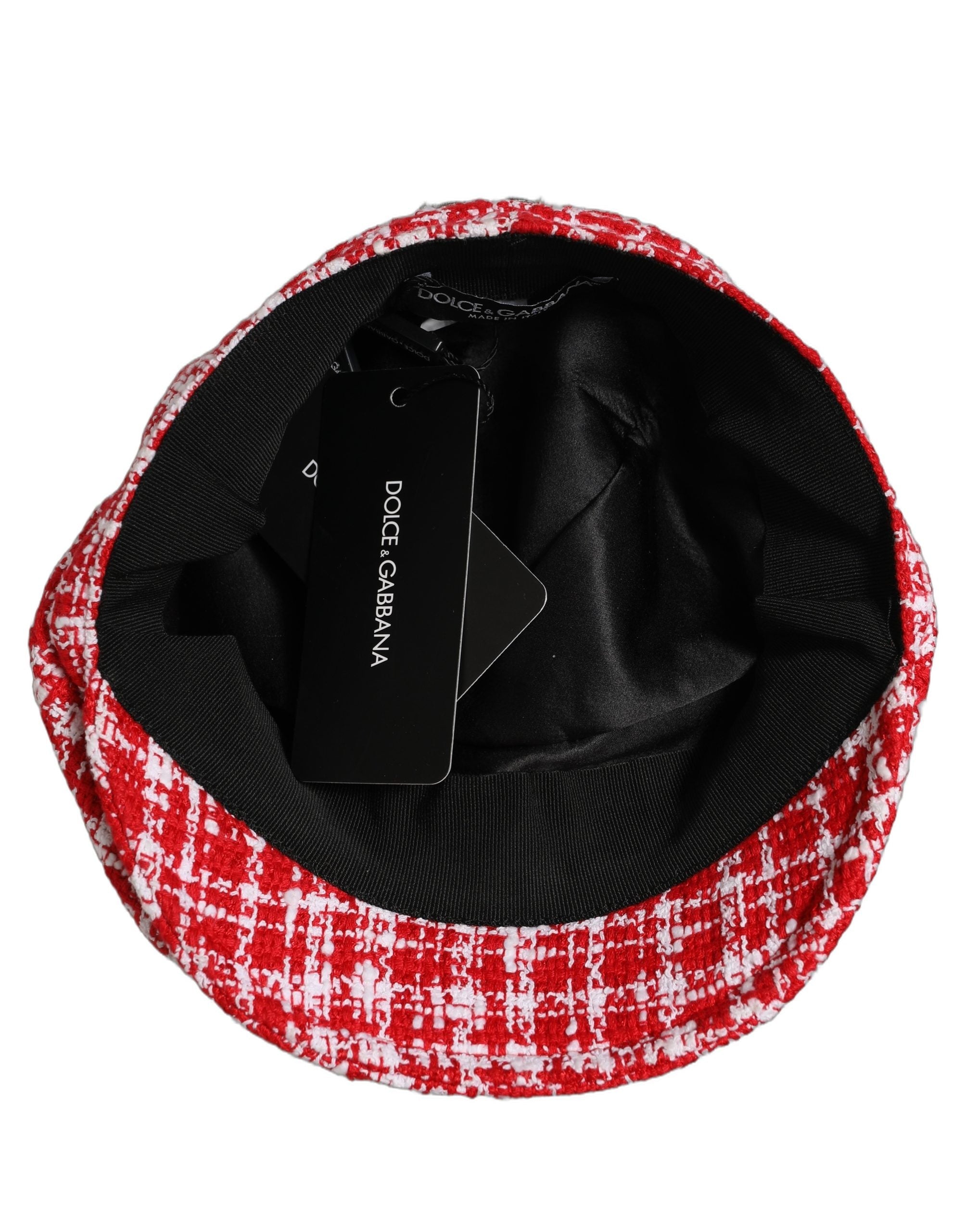 Dolce & Gabbana HAT10002 Red and White Tweed Baker Boy Hat — Red