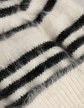 Dolce & Gabbana HAT10010 Black and White Striped Angora Beanie — Black