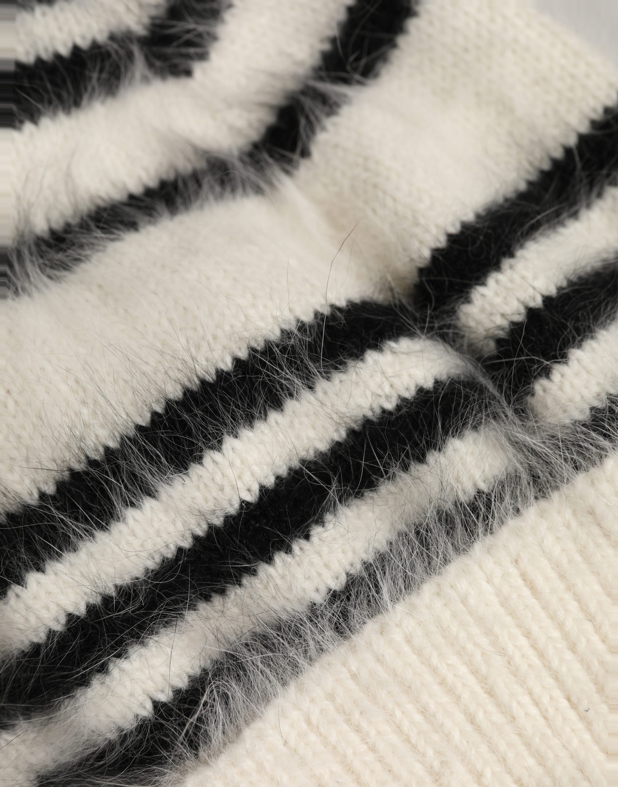 Dolce & Gabbana HAT10010 Black and White Striped Angora Beanie — Black