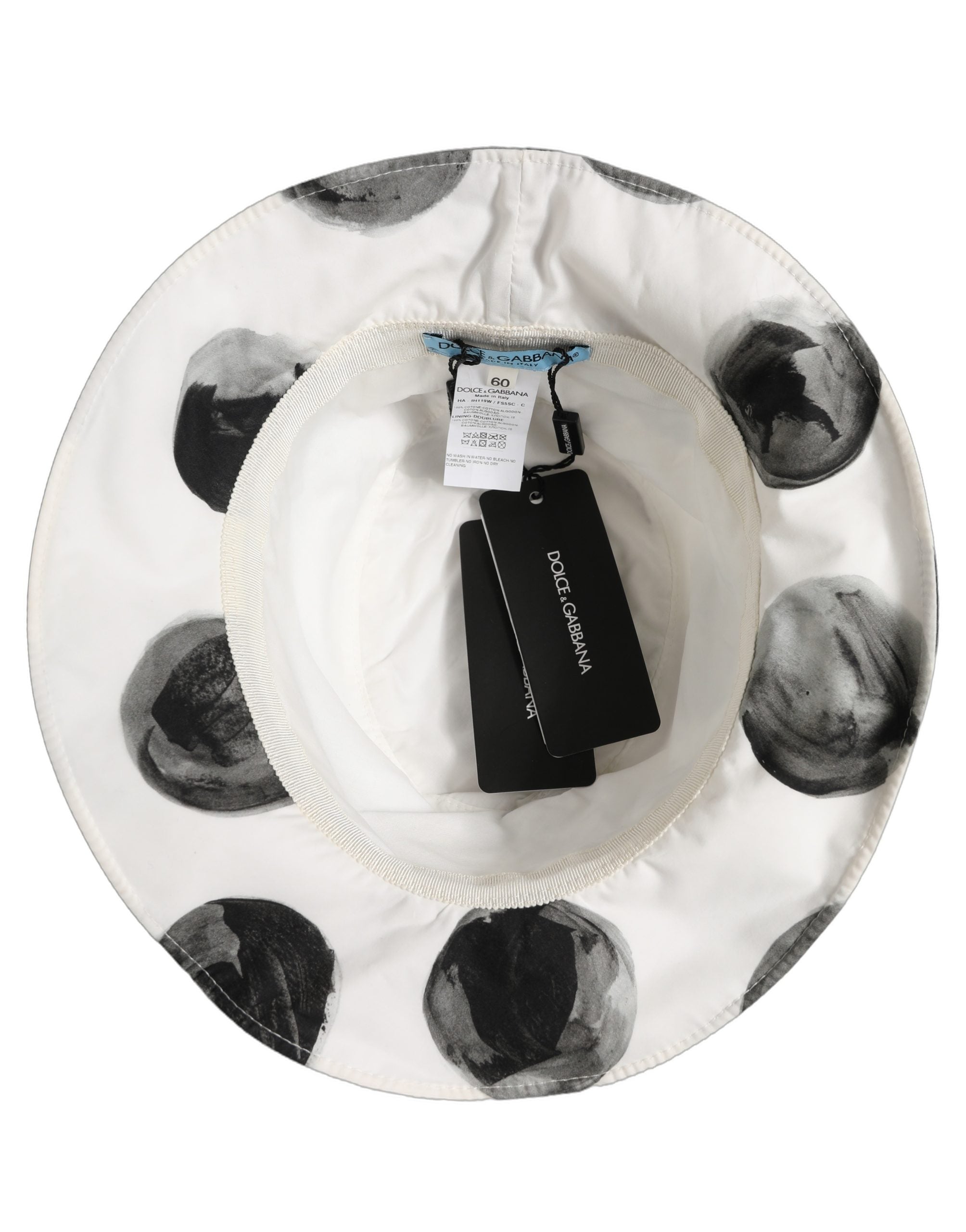 Dolce & Gabbana HAT10017 Polka Dot Cotton Bucket Hat — White