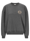 Brunello Cucinelli Embroidered Heritage Logo Cotton Sweatshirt — Gray