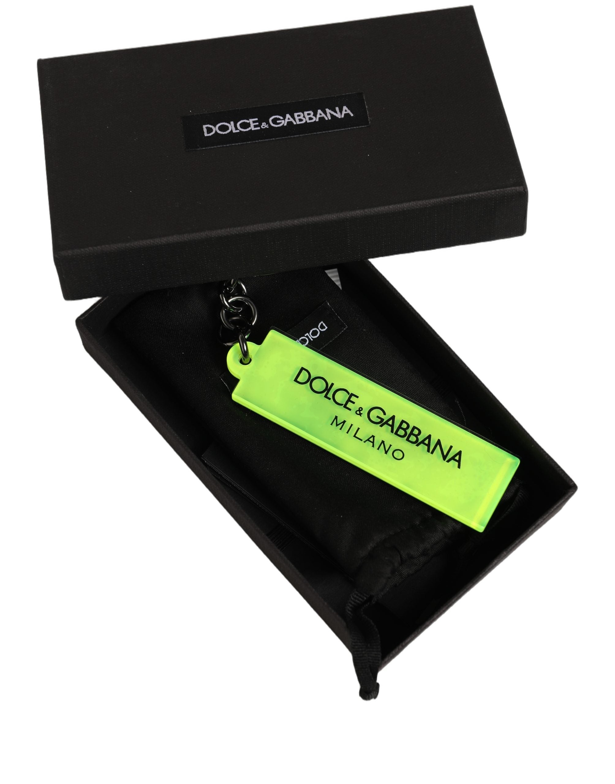 Dolce & Gabbana Logo-Embossed Neon Rubber Keychain — Green