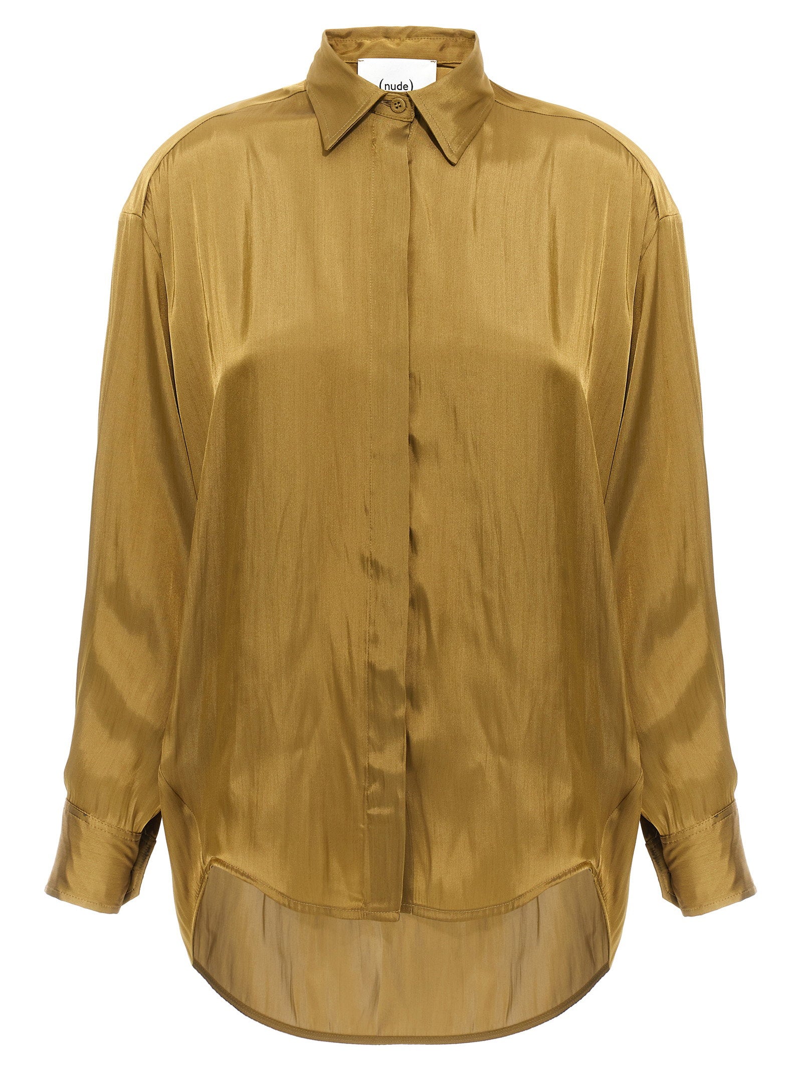 Nude Satin Shirt — Gold