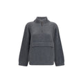 Brunello Cucinelli Cashmere Half-Zip Sweatshirt — Gray