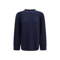 Prada Wool with Suede Elbow Patches Sweater — Navy