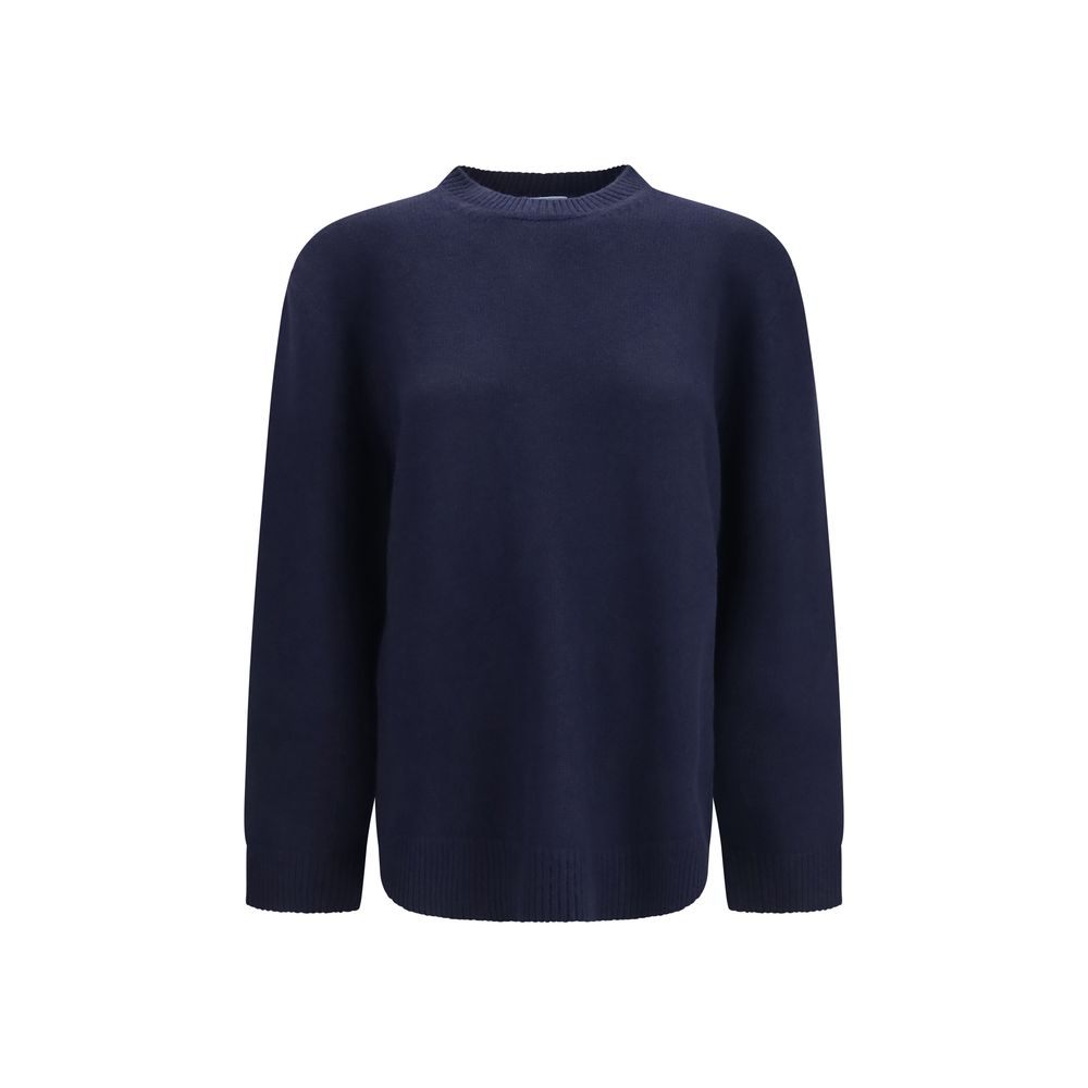 Prada Wool with Suede Elbow Patches Sweater — Navy