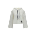 Moncler Cropped Cotton-Blend Hoodie — White