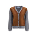 Prada Suede & Wool Cardigan — Brown