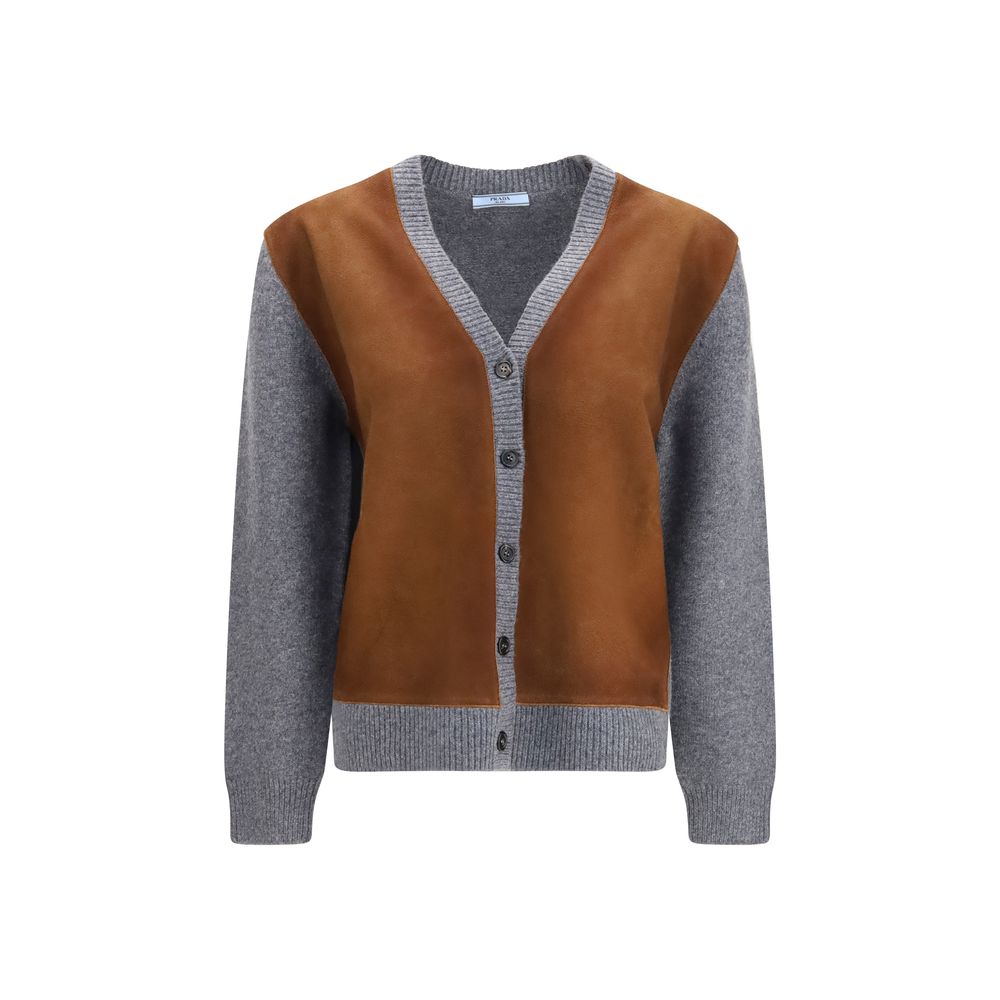 Prada Suede & Wool Cardigan — Brown