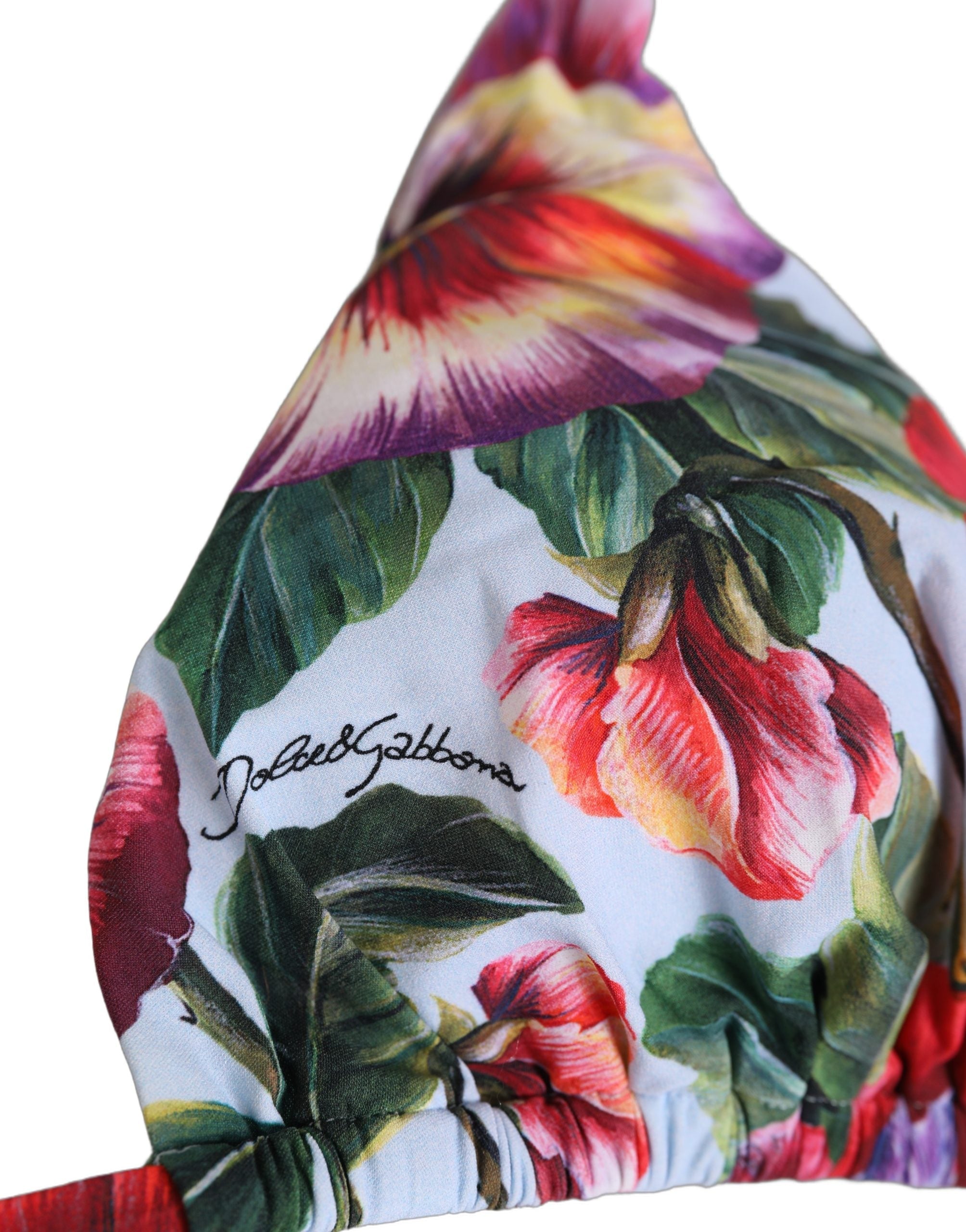 Dolce & Gabbana Floral Triangle Bikini Top — Multicolor