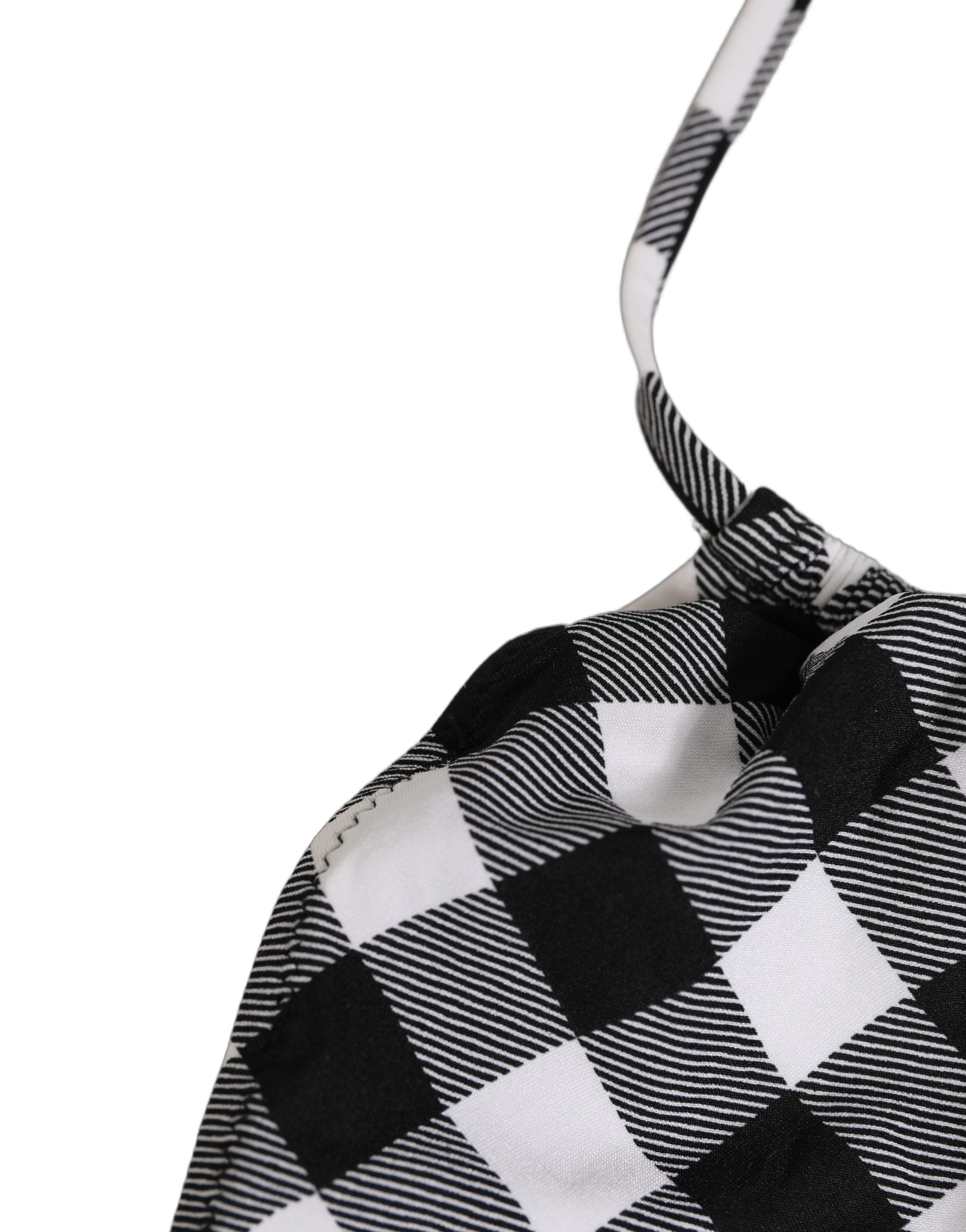 Dolce & Gabbana Black and White Checkered Bikini Top — Black