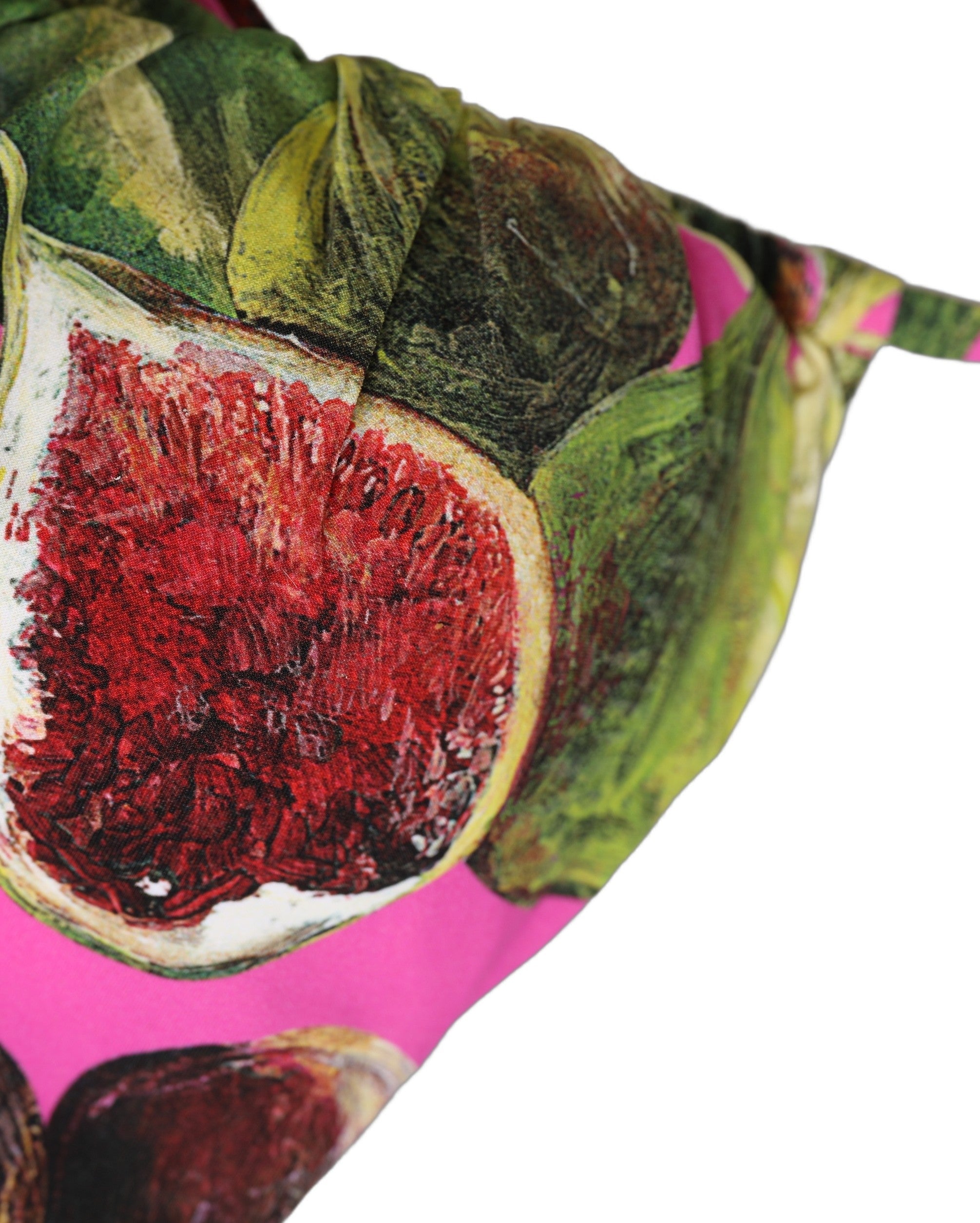 Dolce & Gabbana Fig Print Padded Triangle Bikini Top — Pink