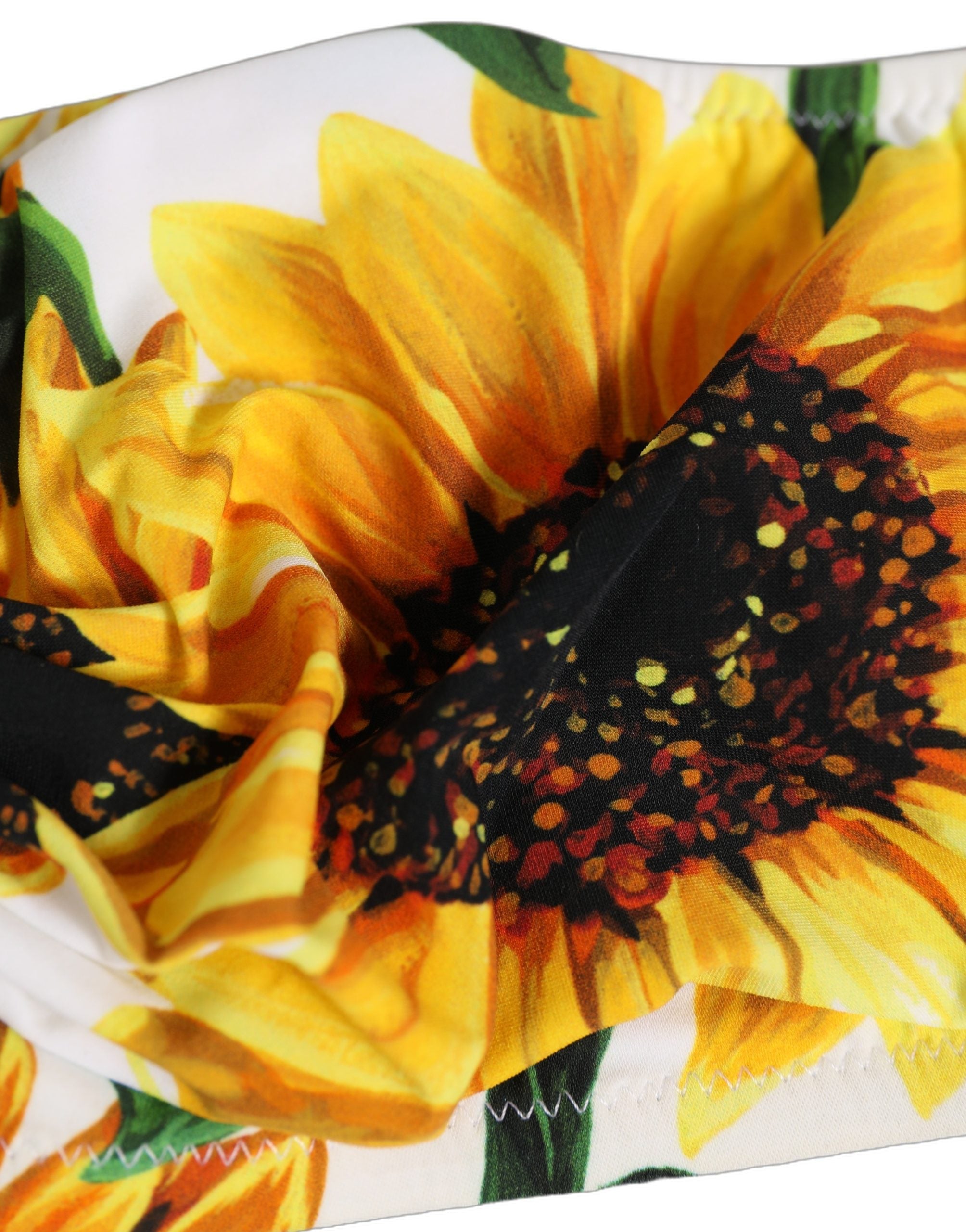 Dolce & Gabbana Sunflower-Print Bandeau Bikini Top — White