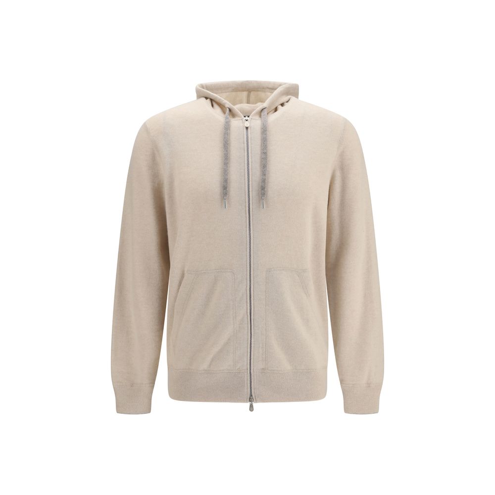 Brunello Cucinelli Cashmere Zip-Up Hoodie — Beige