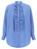 Nude Ruffled Cotton Poplin Shirt — Blue