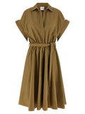 Nude Cotton Poplin Shirt Dress — Khaki